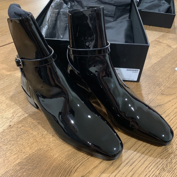 - NEW Saint Laurent Clementi Jodhpur Booties Patent Black 0725 main image 5